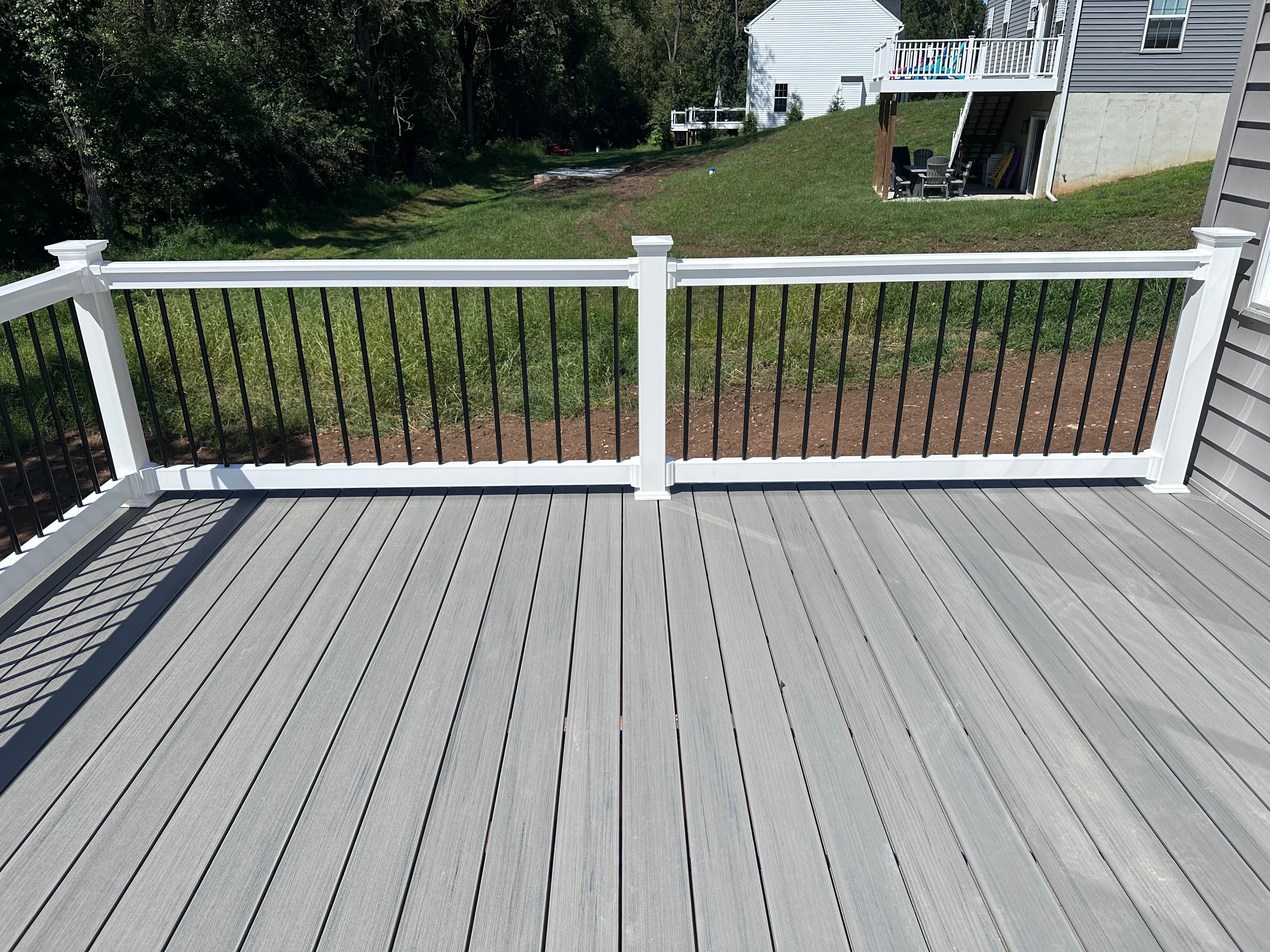 Close view of a modern residential deck railing